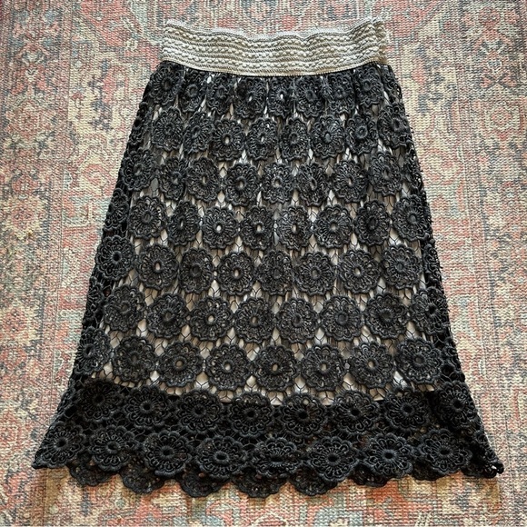 Lapis Dresses & Skirts - Lapis Black & Gray Crochet Lace Skirt Small